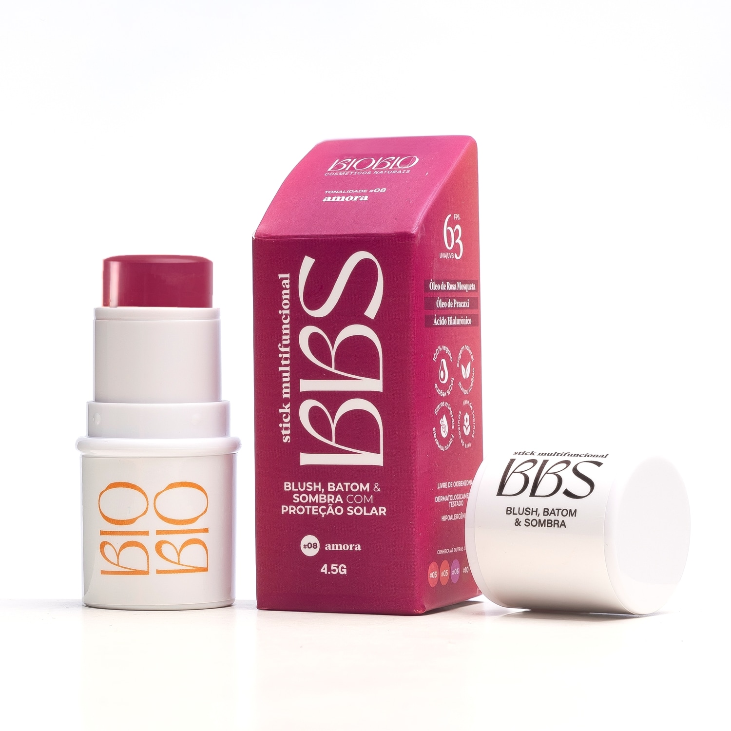 BBS 4X1 Biobio Blush, Batom E Sombra FPS 63 - Amora