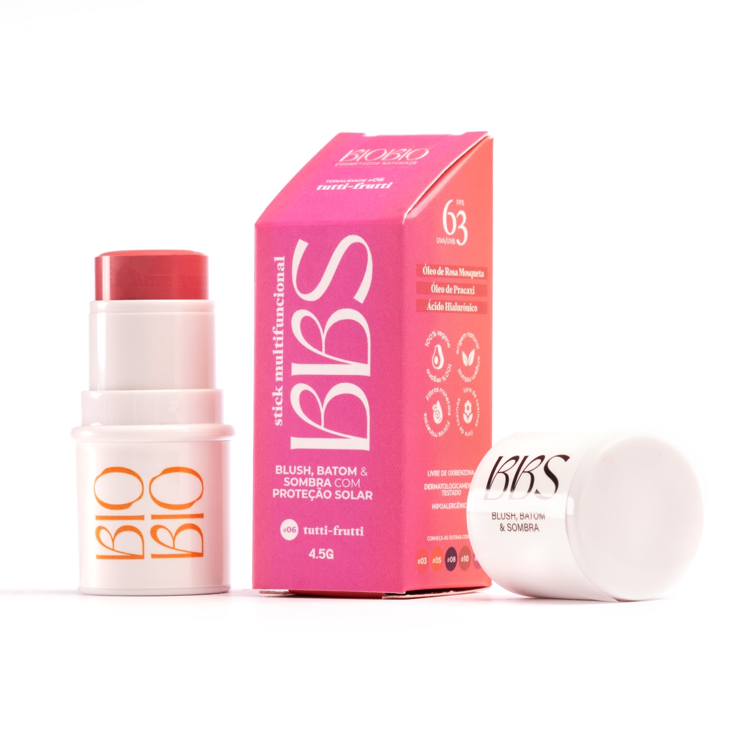 BBS 4X1 Biobio Blush, Batom E Sombra FPS 63 - Tutti Frutti
