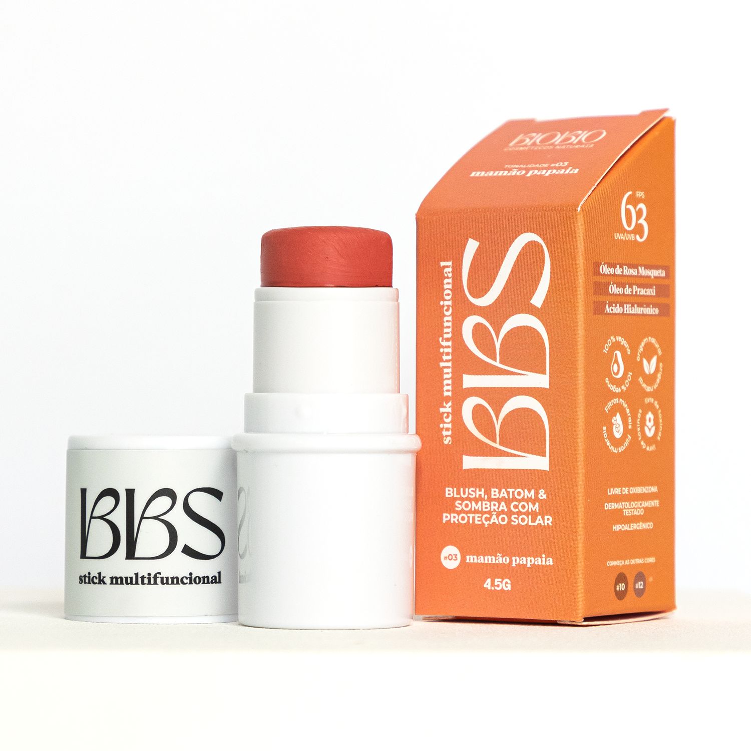 BBS 4X1 Biobio Blush, Batom E Sombra FPS 63 - Mamão Papaia