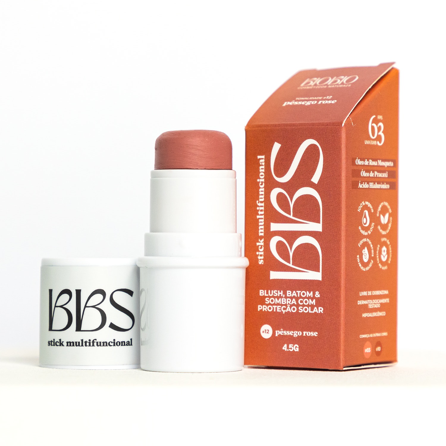BBS 4X1 Biobio Blush, Batom E Sombra FPS 63 - Pêssego Rosé