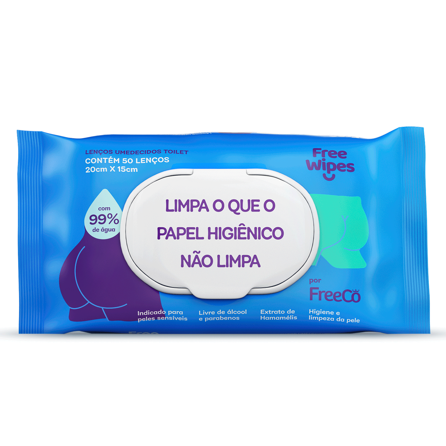 Free Wipes Limpa O Que o Papel Higiênico Não Limpa - Lenços Umedecidos Toilette (50 Folhas)
