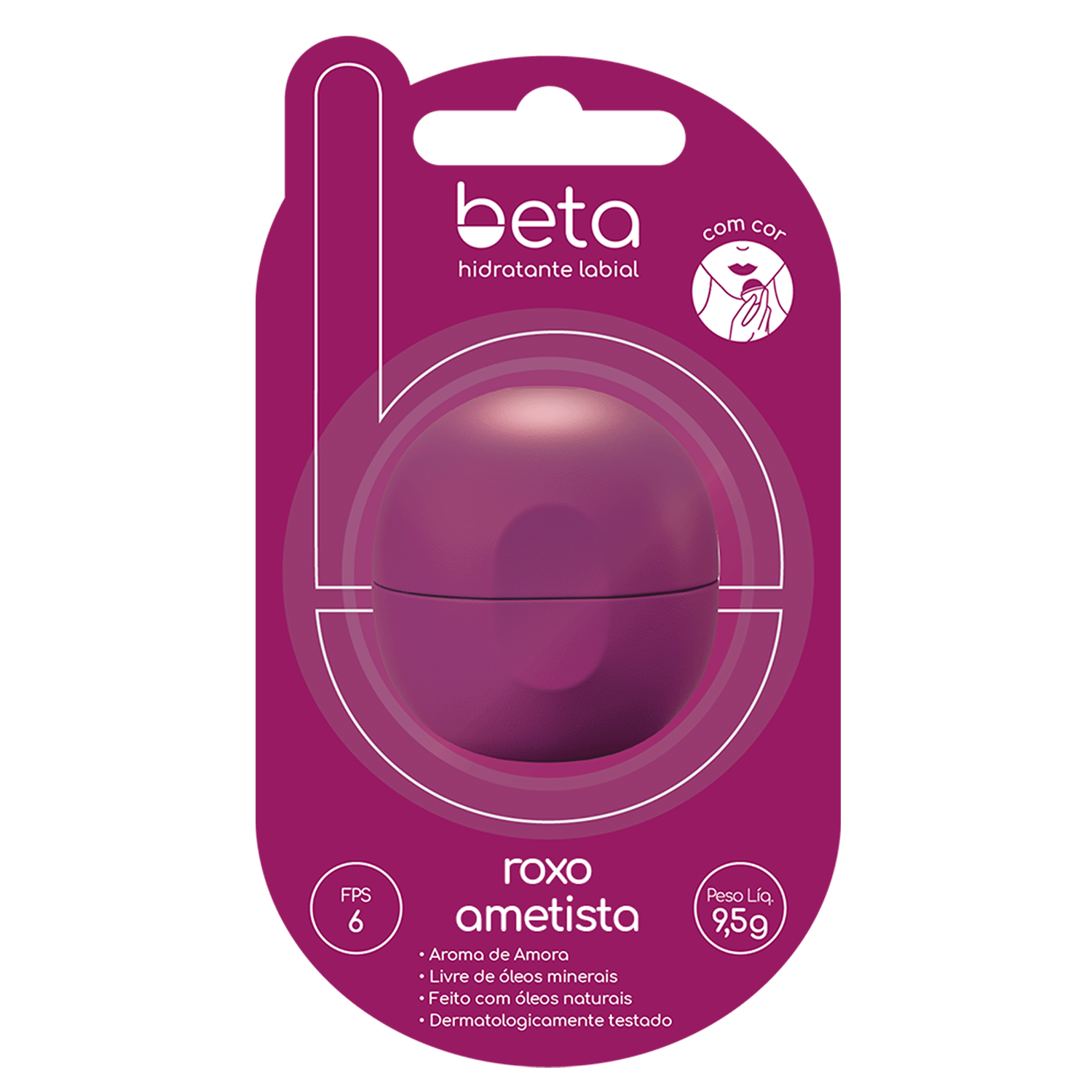 Hidratante Labial Beta Amora - Cor Roxo Ametista 9,5g