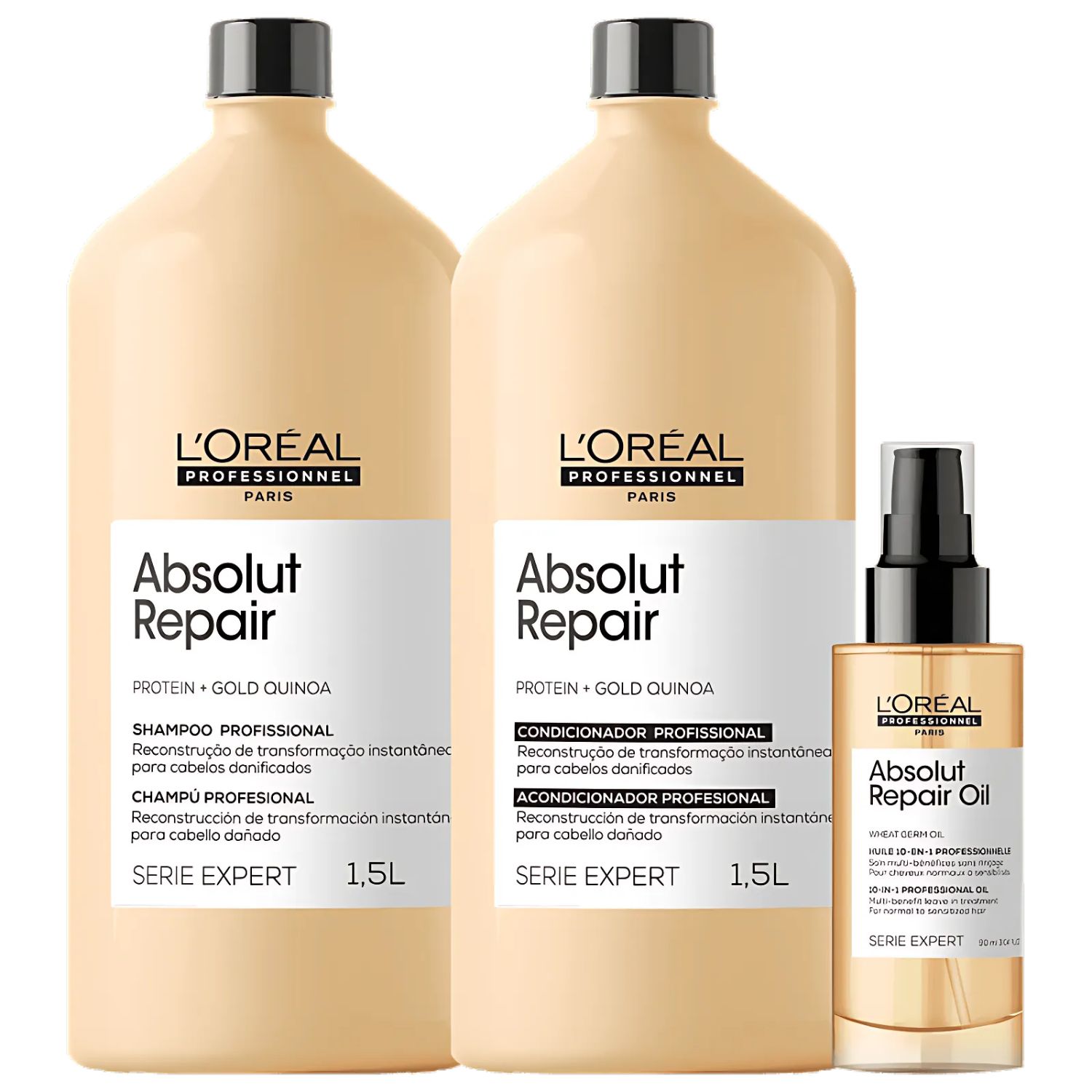 Kit L'Oréal Professionnel Serie Expert Absolut Repair Gold Quinoa + Protein Trio Salon Care (3 Produtos)
