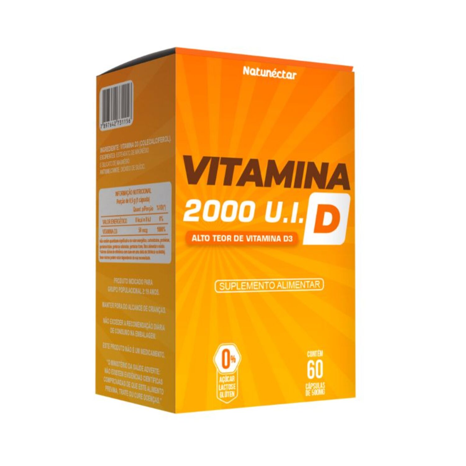 Vitamina D 500mg 2.000 UI 60 Cápsulas