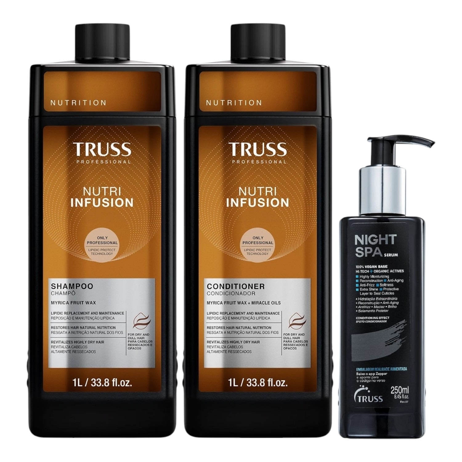 Kit Truss Nutri Infusion - Shampoo 1L + Condicionador 1L + Night Spa 250ml