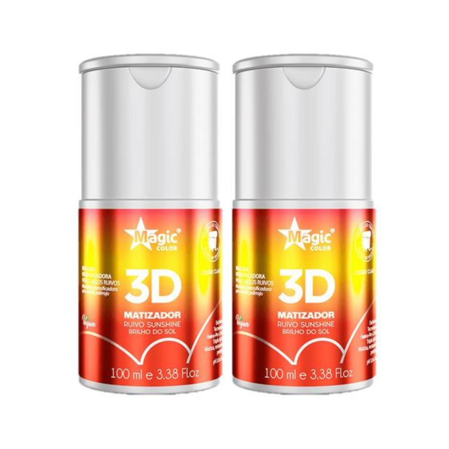 Kit 2 Matizador 3d Ruivo Sunshine Brilho Sol Magic Color - 100ml