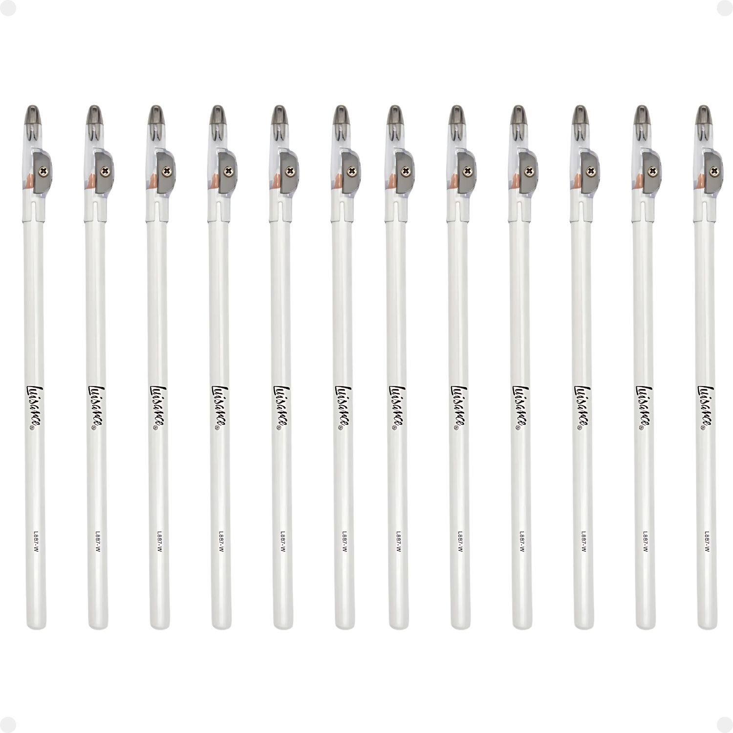 Kit Luisance: 12 Lápis Para Olhos Branco com Apontador Ref. L887-w