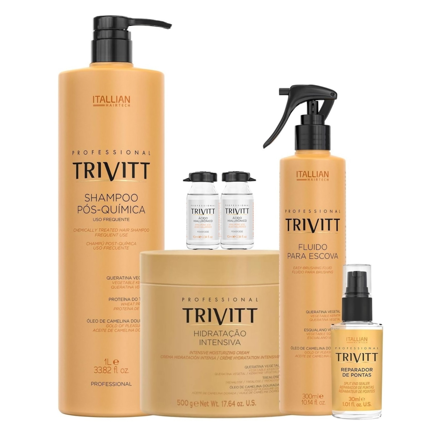 Kit Trivitt Profissional Intensivo- Hidratação, Proteção Térmica e Brilho (6 Itens)