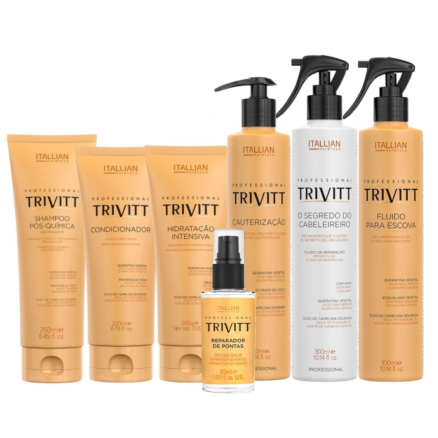Kit Trivitt Hidratação, Reconstruçãoe Cauterização Capilar Pós-Quimica (7 Itens)