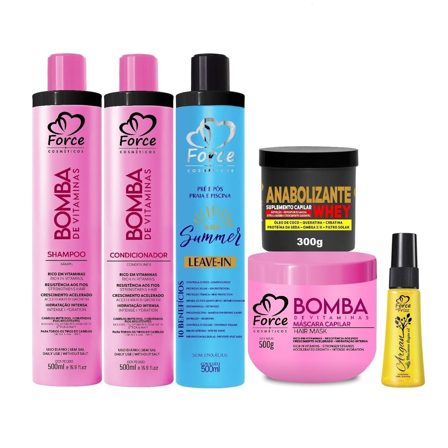 Kit Bomba de Vitaminas Manutenção Capilar Nutrição intensiva (6 itens)