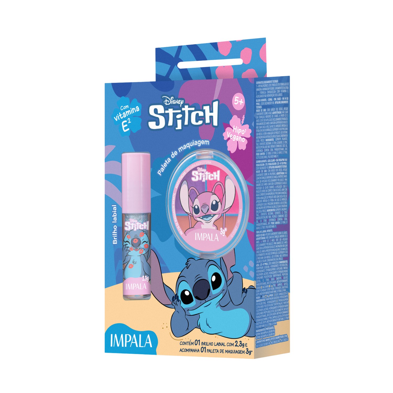 Kit Paleta Maquiagem E Brilho Labial Stitch Infantil Impala