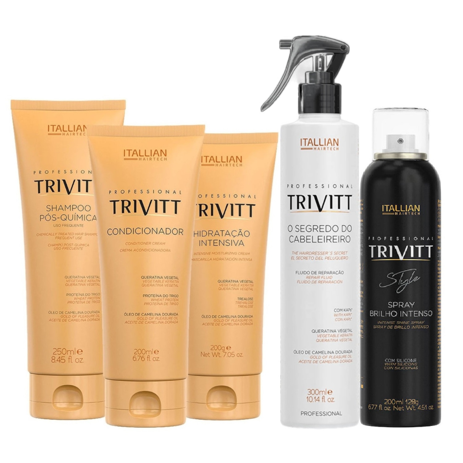 Kit Itallian Hairtech Trivitt Restauração Capilar Pós Quimica (5 Produtos)