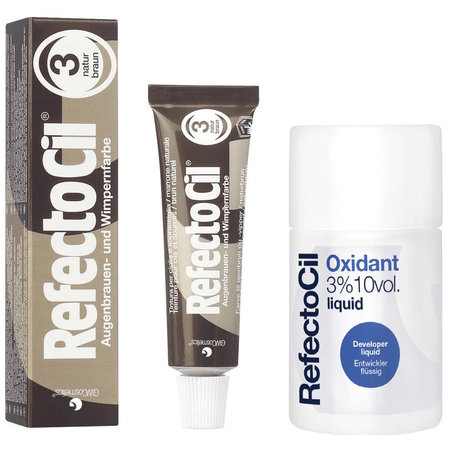 Kit RefectoCil Tintura Castanho Natural 3.0 + Oxidante Líquido (2 Produtos)