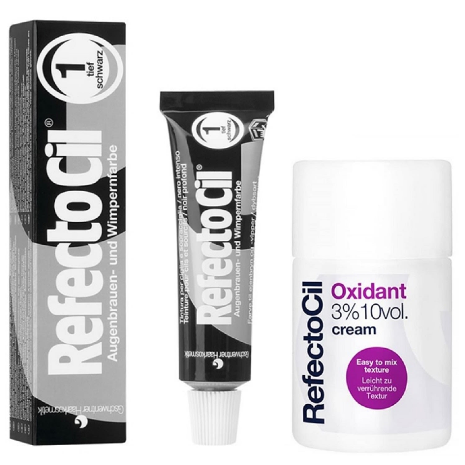 Kit RefectoCil Tintura Preto 1.0 e Oxidante Creme (2 Produtos)