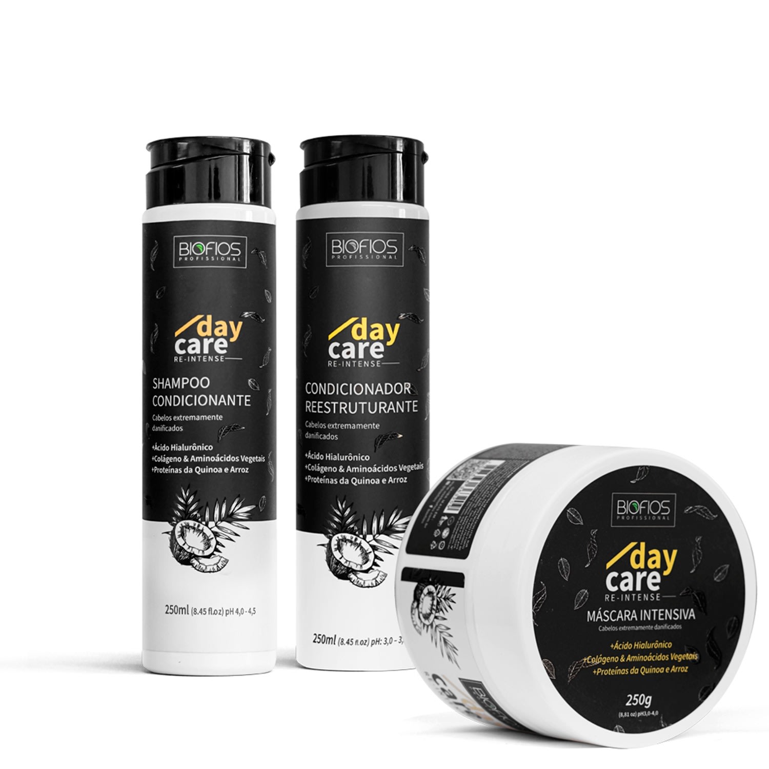 Kit Reconstrução Capilar - Biofios Profissional - Day Care Re-Intense - 3 Itens