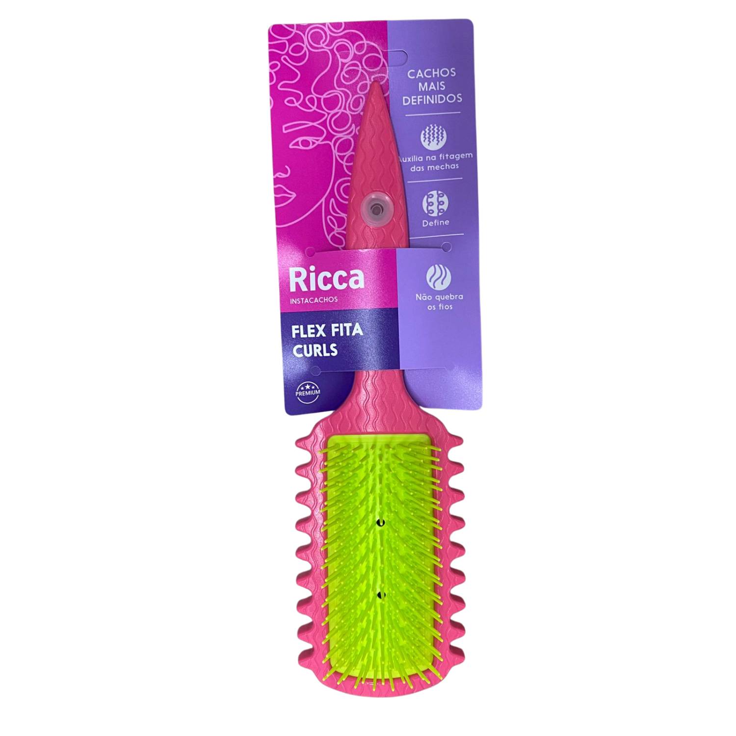 Escova Flex De Fitagem Ricca Rosa Curls Cachos Mais Definidos