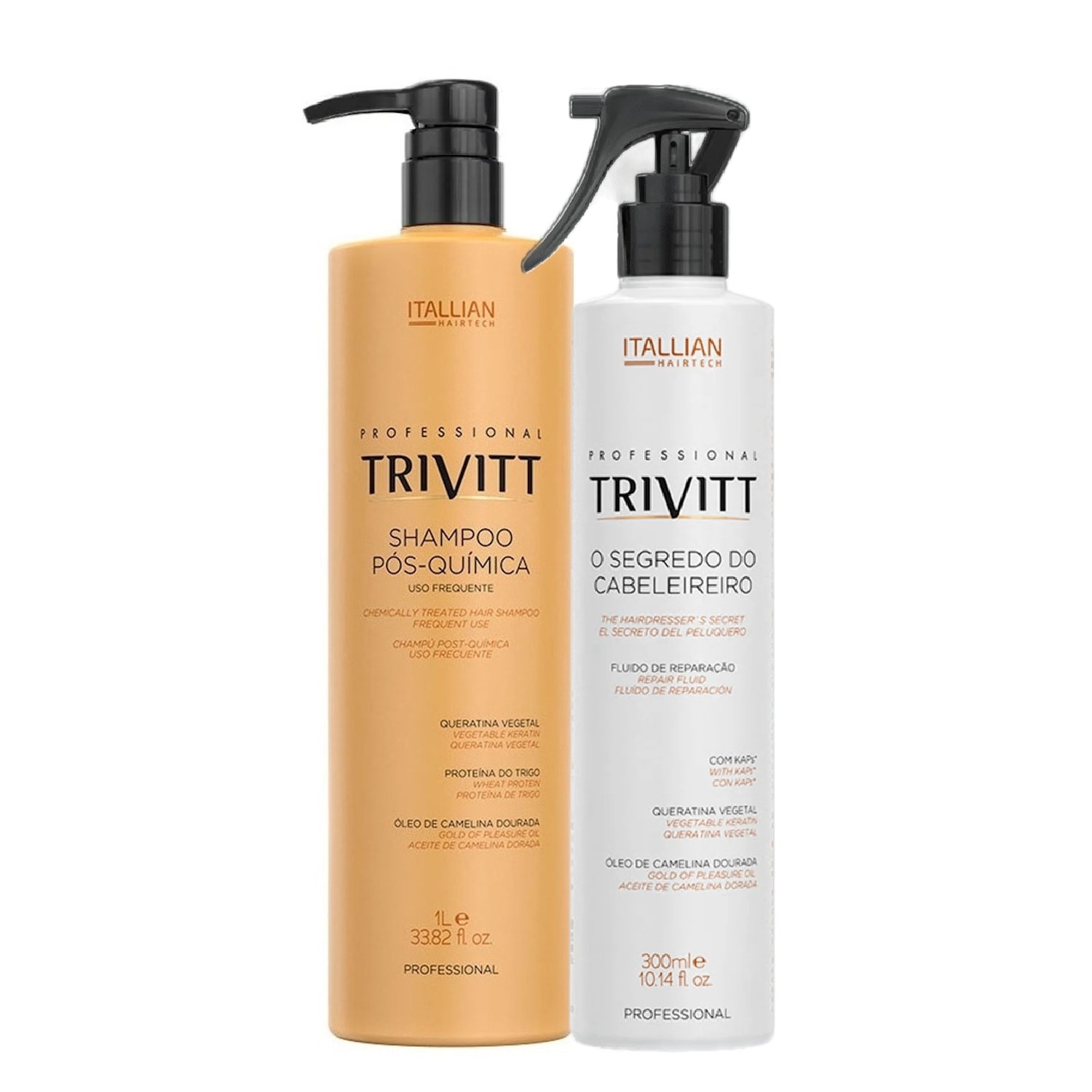 Trivitt Shampoo Pós Qúimica + Reconstrutor Capilr O Segredo Do Cabeleireiro 300ml