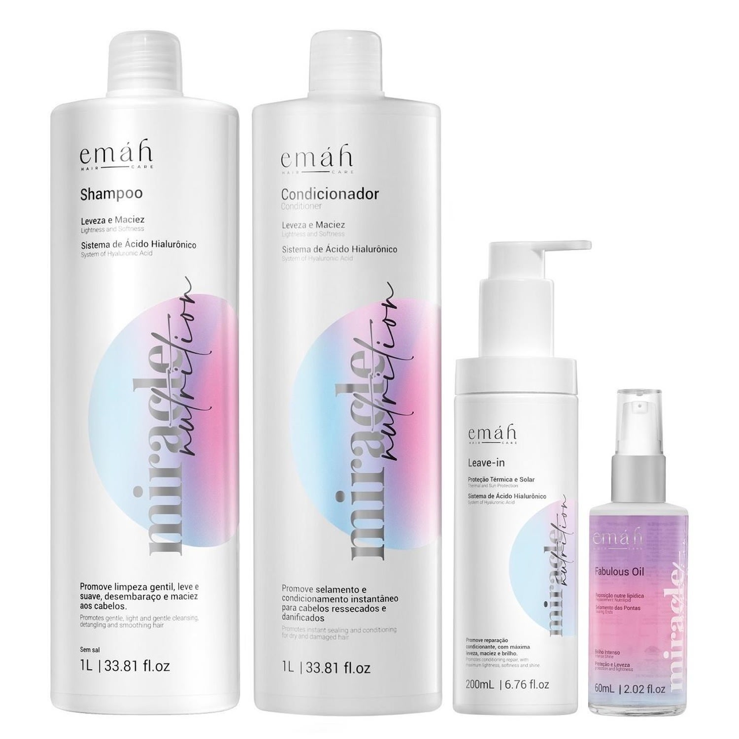 Kit Emáh Hair Care Miracle Nutrition Quarteto Salon (4 Produtos)
