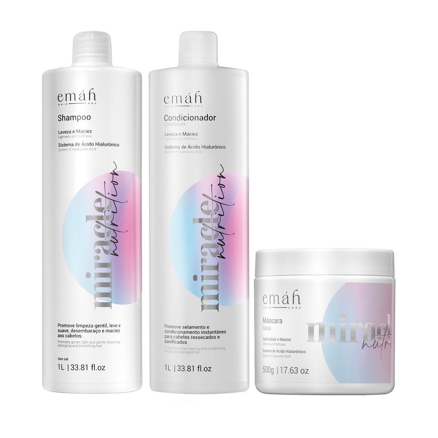 Kit Emáh Hair Care Miracle Nutrition Trio Basic Salon (3 Produtos)