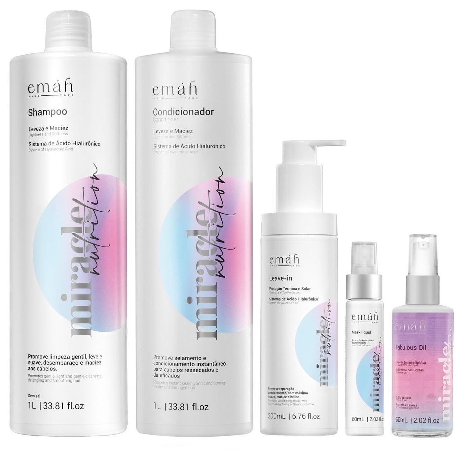 Kit Emáh Hair Care Miracle Nutrition Five Salon (5 Produtos)