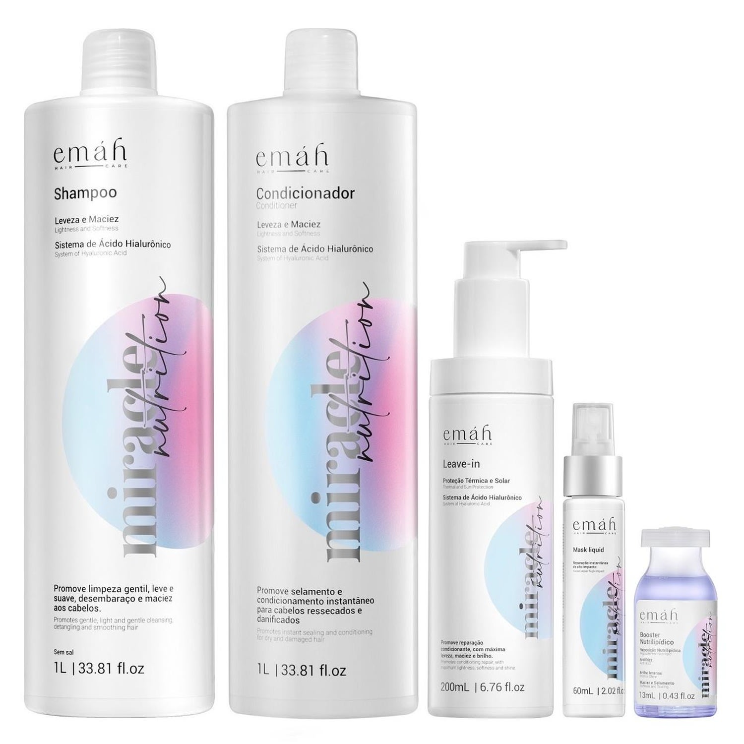 Kit Emáh Hair Care Miracle Nutrition Five Intense Salon (5 Produtos)