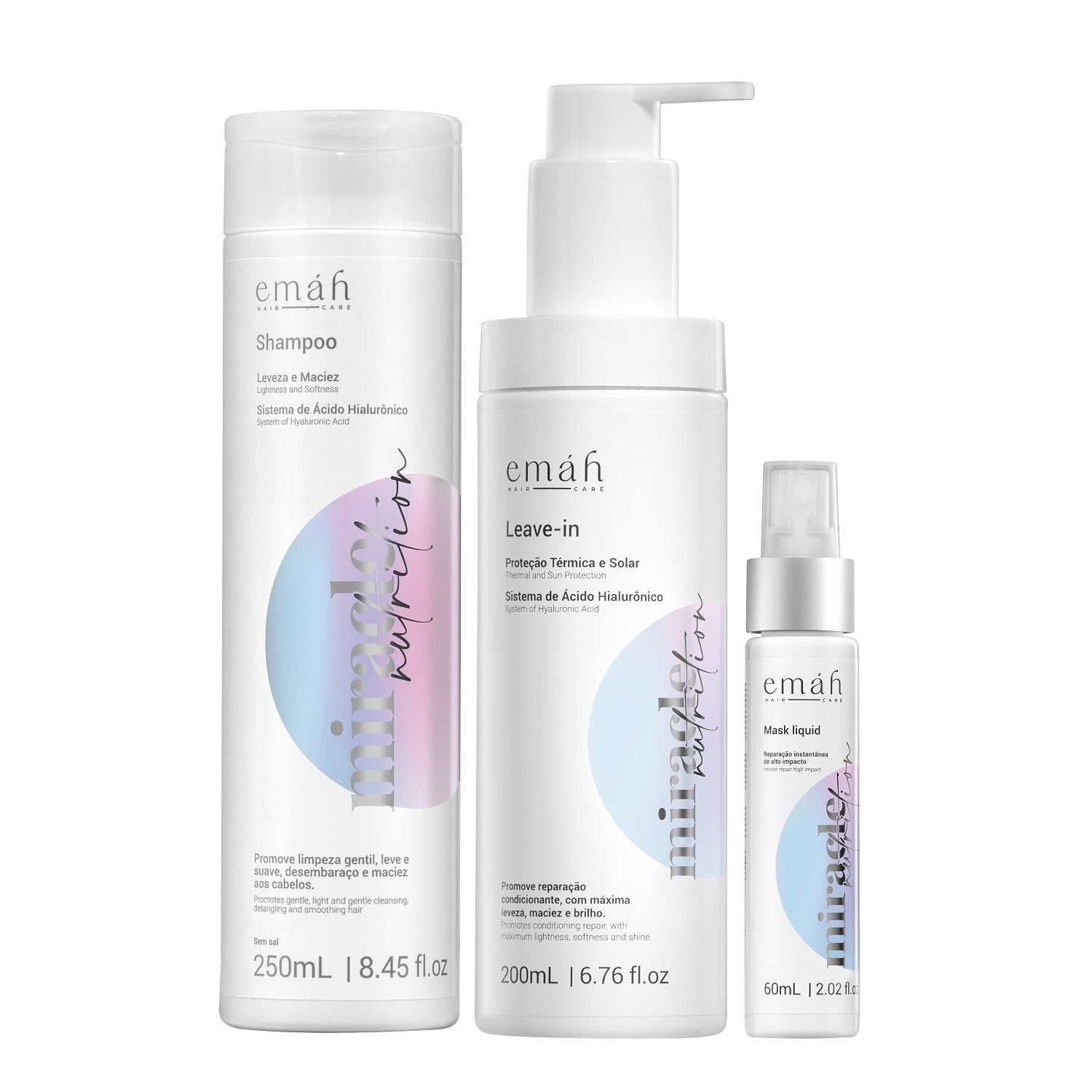 Kit Emáh Hair Care Miracle Nutrition Tratamento (3 Produtos)