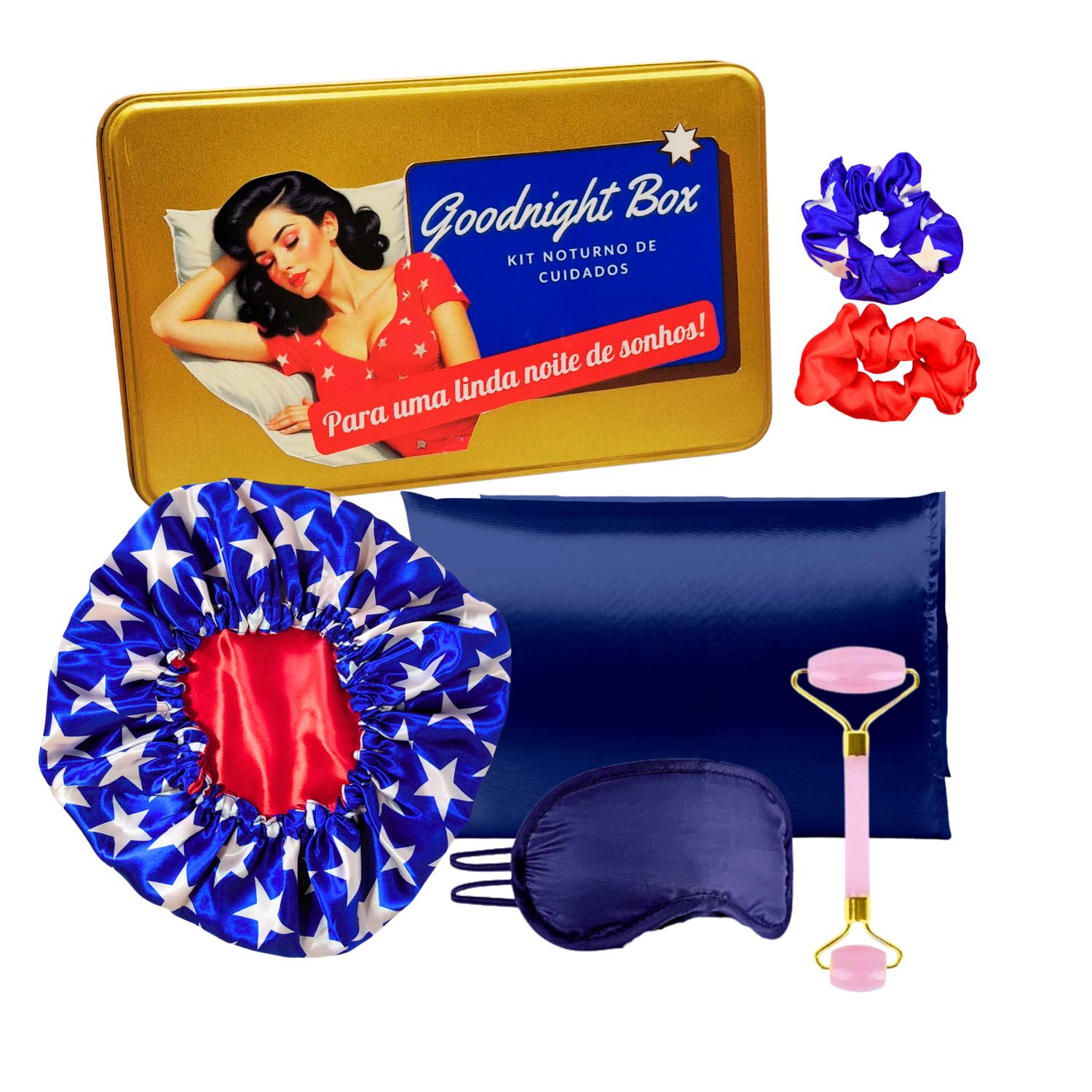Kit Presente Lata de acessórios de cabelo e bem-estar Goodnight Box-Soninho da Beleza P