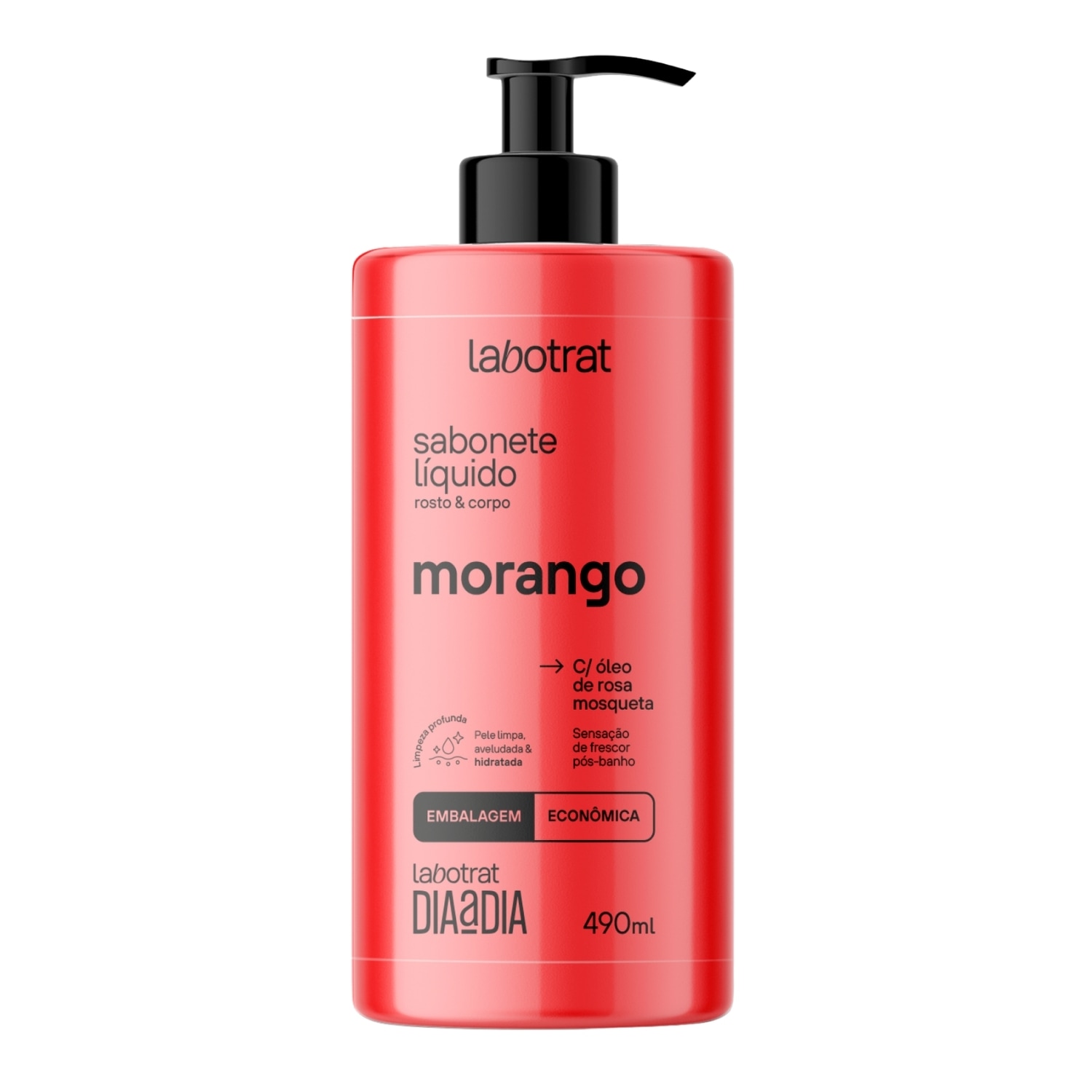 Sabonete Líquido Morango Rosto Corpo Hidrata Labotrat 490ml