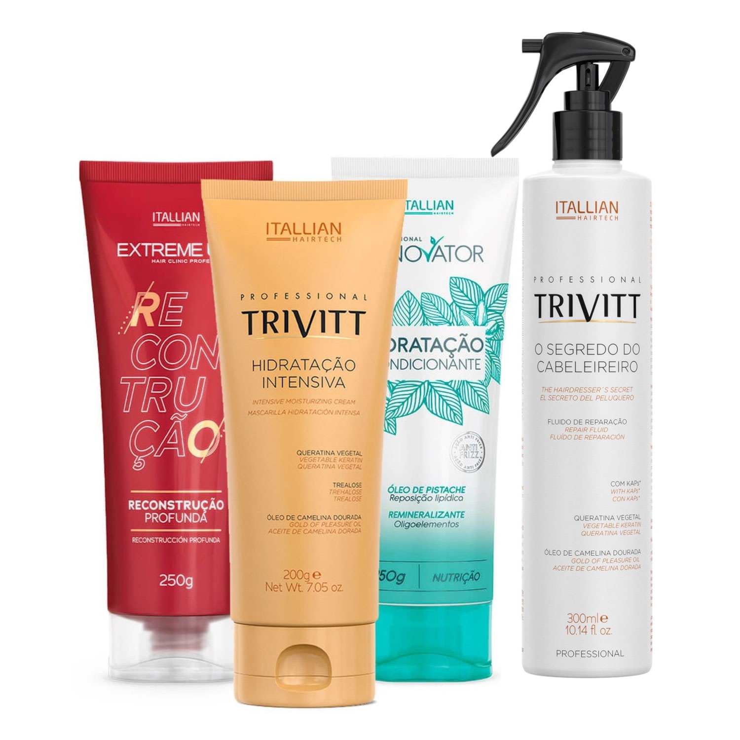Kit Cronograma Capilar Trivitt – Hidratação, Nutrição, Reconstrução e Reparação Completa (4 itens)