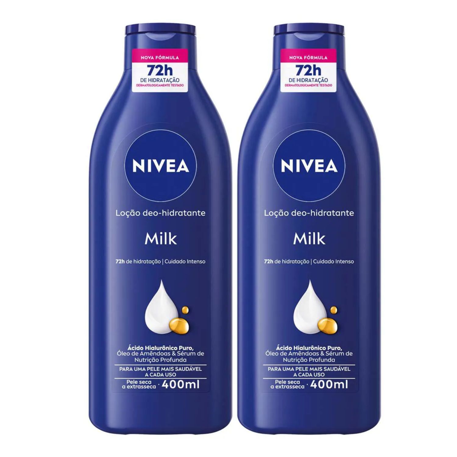 Kit C2 Loção Corporal Hidratante Milk pele Seca 400ml -Nivea