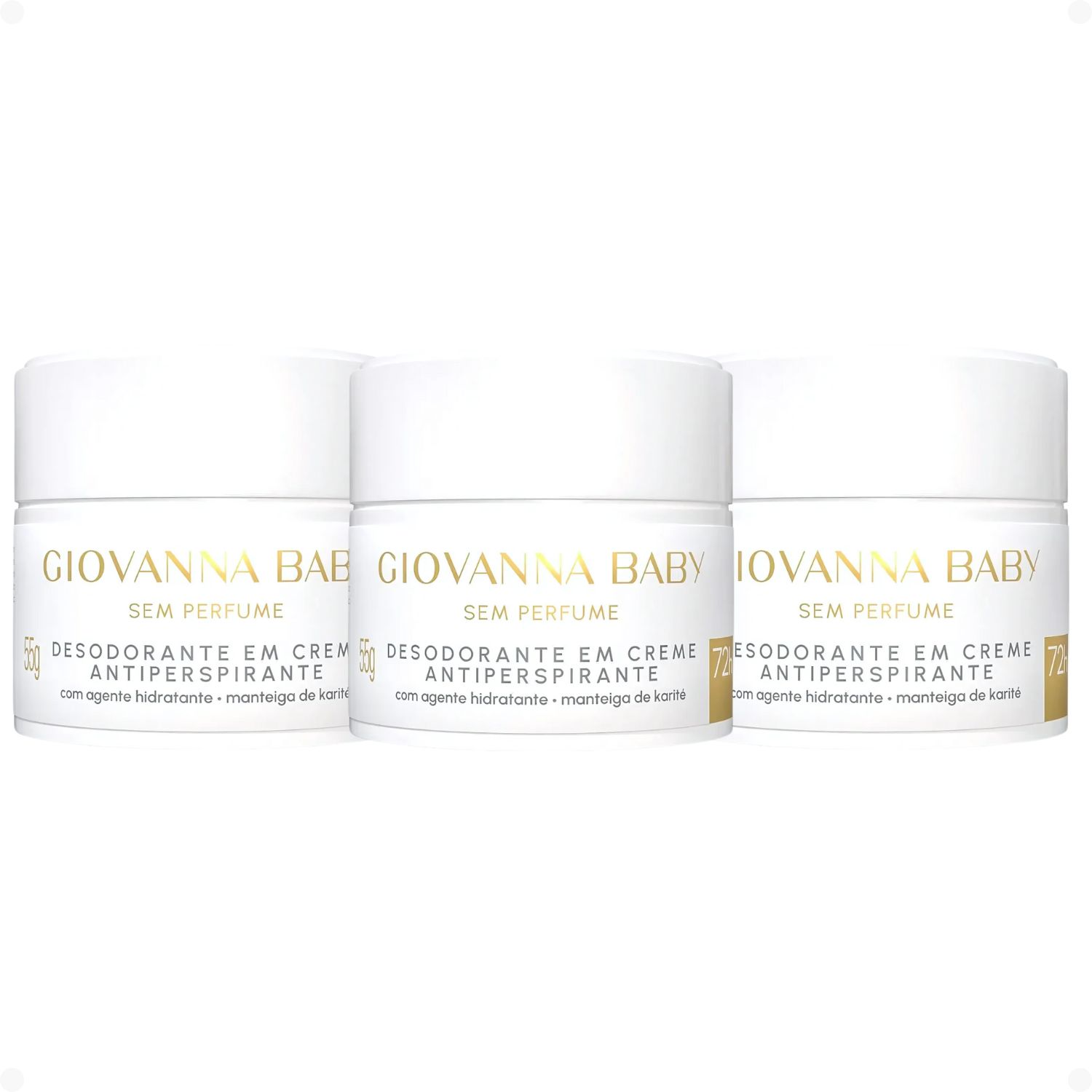 Kit Giovanna Baby: 3 Desodorantes em Creme Antiperspirante 55g