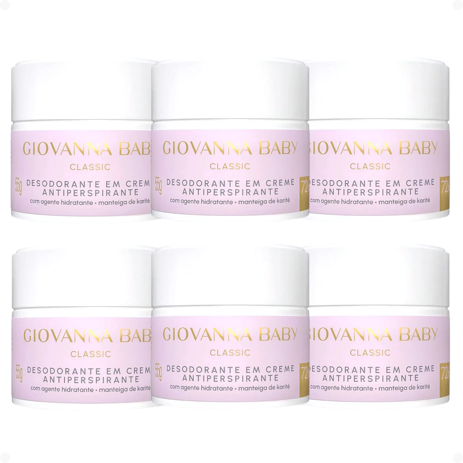 Kit Giovanna Baby Classic: 6 Desodorantes em Creme Antiperspirante 55g