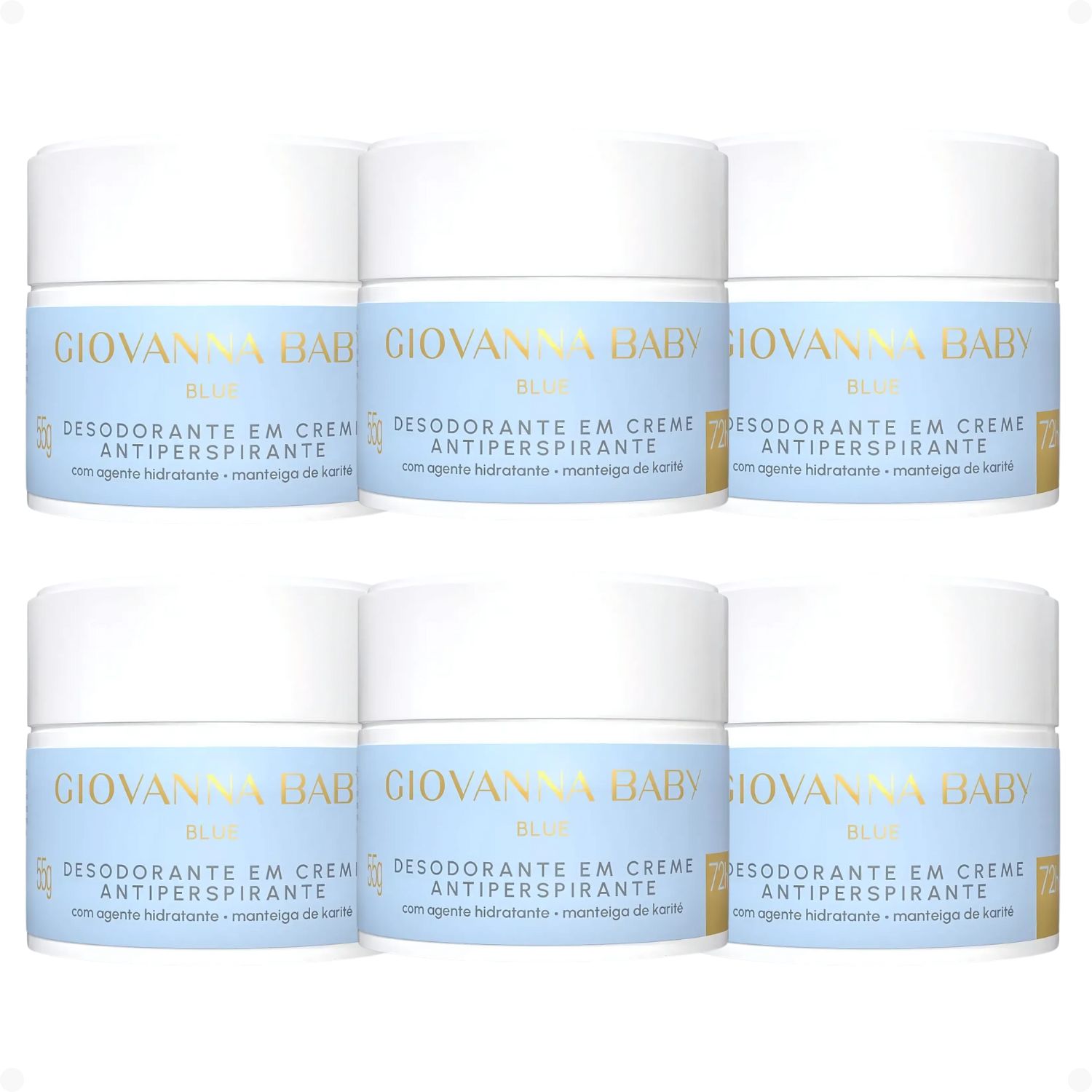 Kit Giovanna Baby Blue: 6 Desodorantes em Creme Antiperspirante 55g