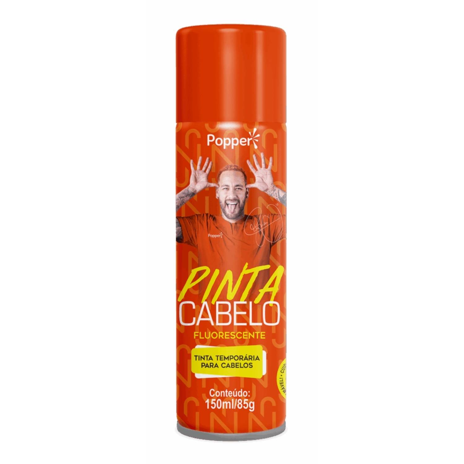 Popper Pinta Cabelo Neymar Jr. Laranja Fluorescente - Tinta Capilar Temporária 150ml