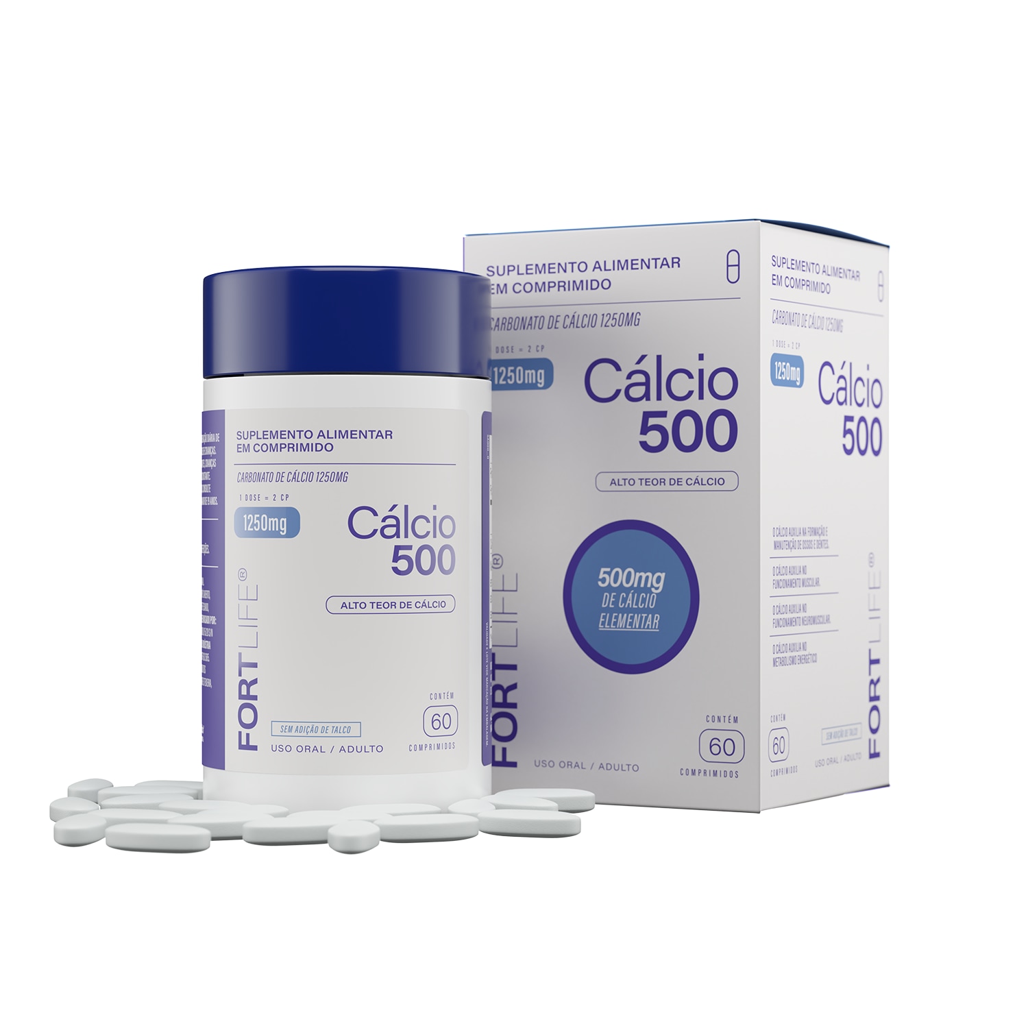 FortLife Pharma Cálcio 500 - Suplemento Vitamínico (60 Cápsulas)