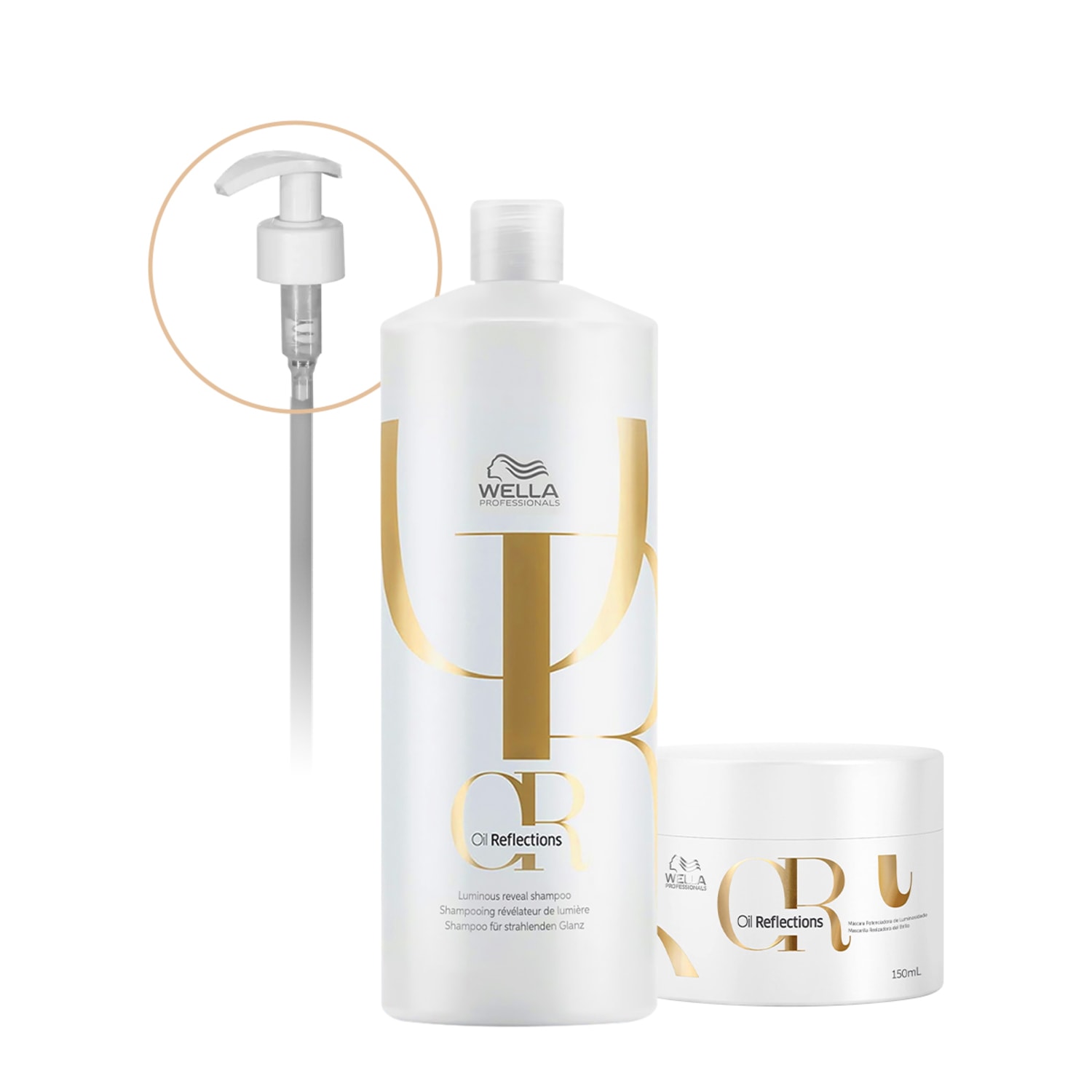 Kit Wella Professionals Oil Reflections Shampoo Mask Válvula Pump (3 Produtos)