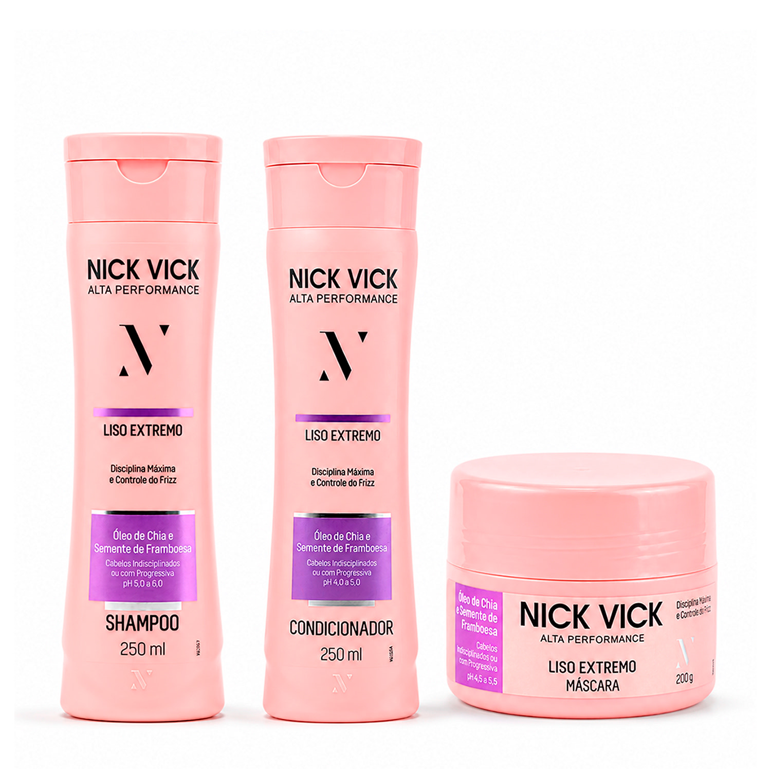 Kit NICK VICK Liso Extremo (Shampoo, Condicionador e Máscara Liso Extremo)