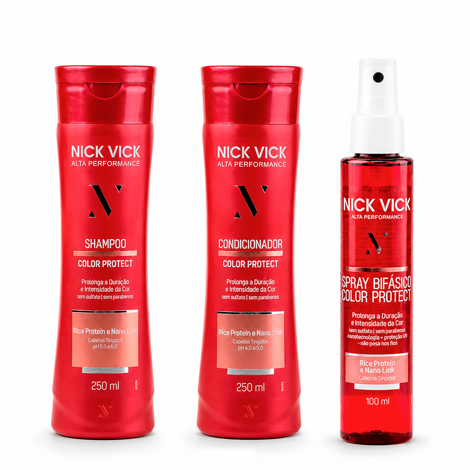Kit NICK VICK Color Protect Alta Performance (Shampoo, Cond e Spray Bifásico)