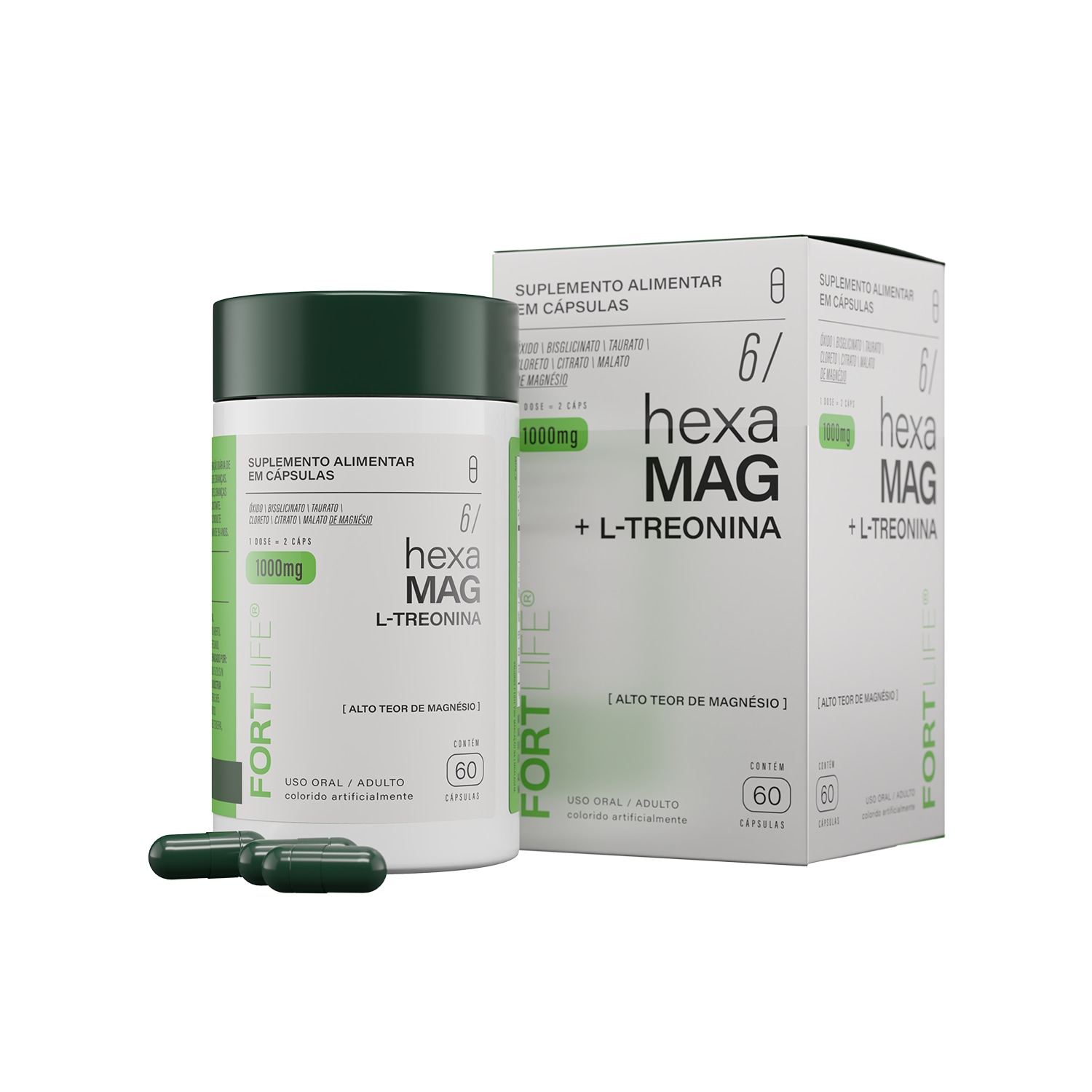 FortLife Pharma Hexa Mag + L-Treonina - Suplemento Vitamínico (60 Cápsulas)