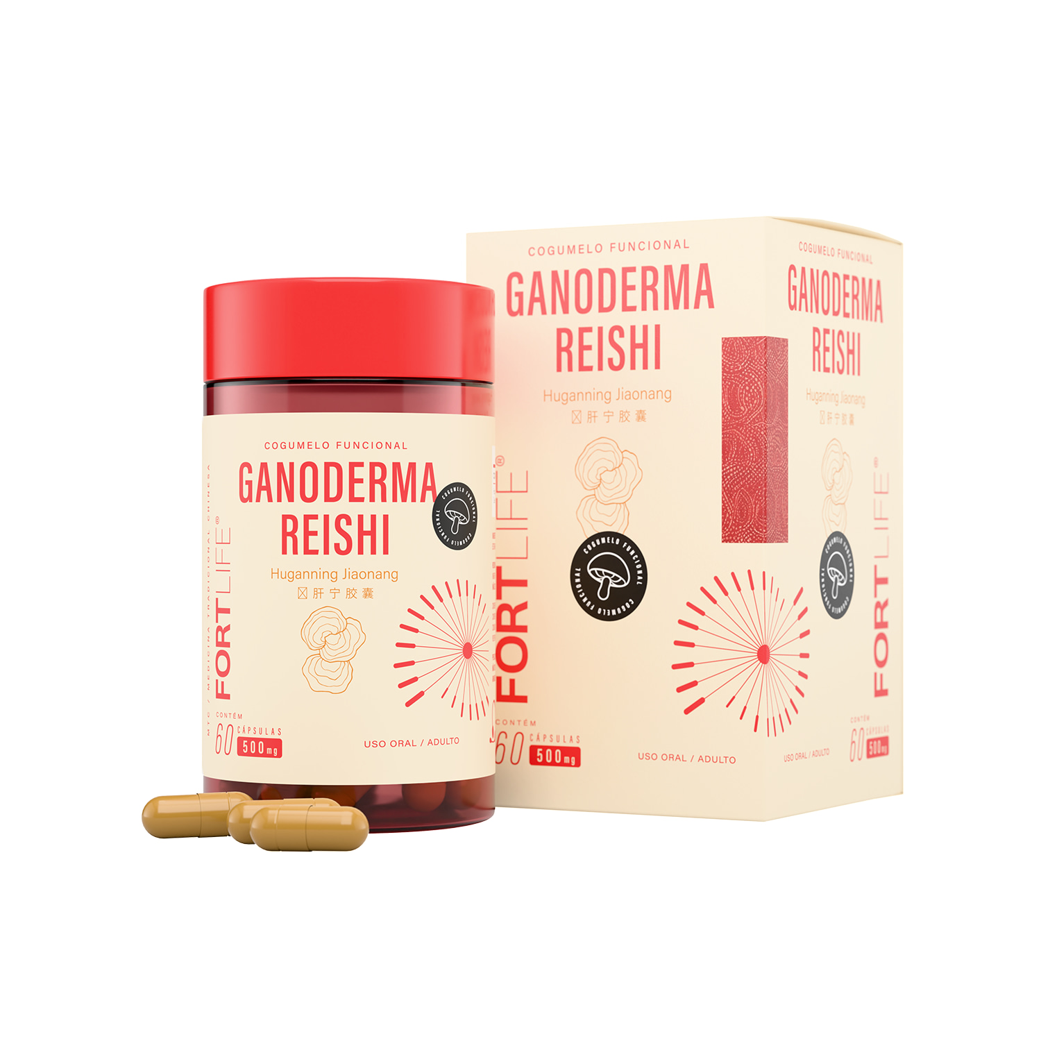 FortLife Pharma Ganoderma Reishi - Suplemento Vitamínico (60 Cápsulas)