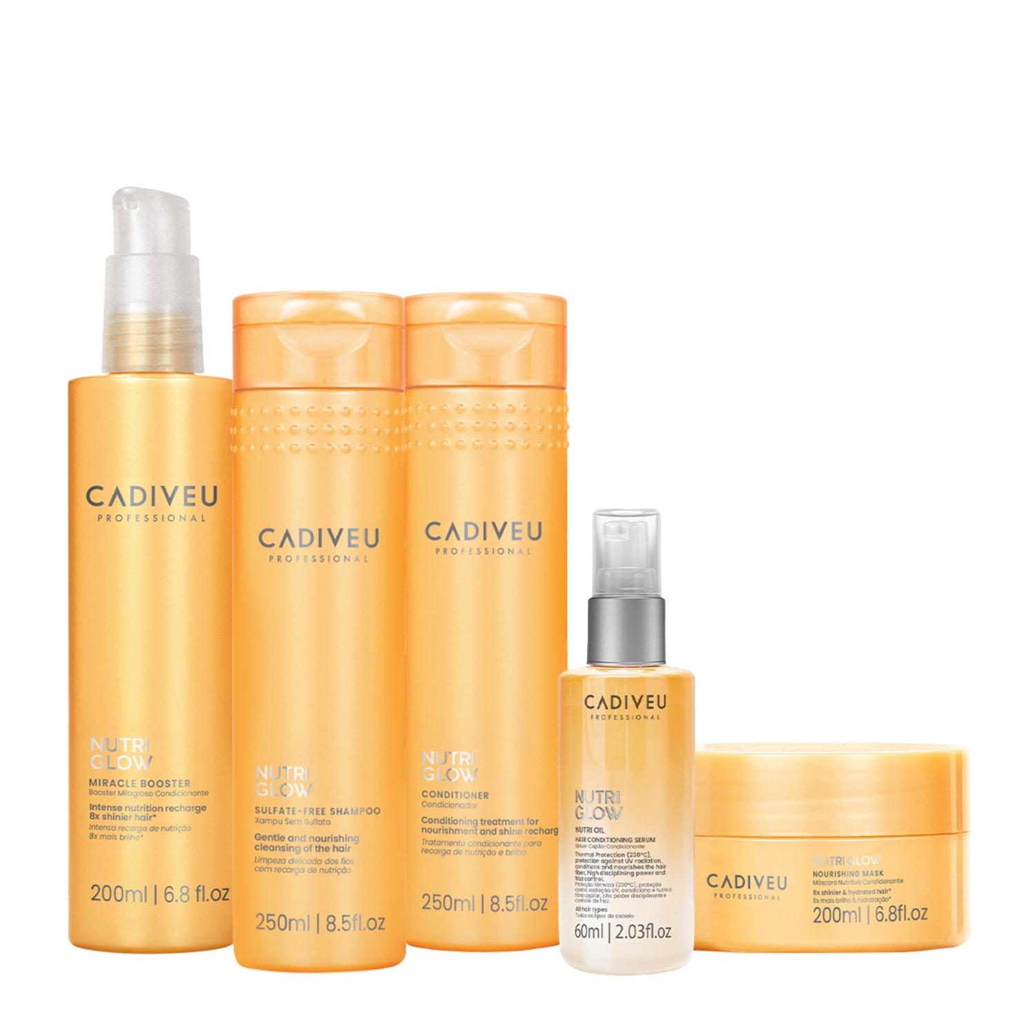 Kit Cadiveu Professional Nutri Glow Booster Home Care Fluído Oil (5 produtos)