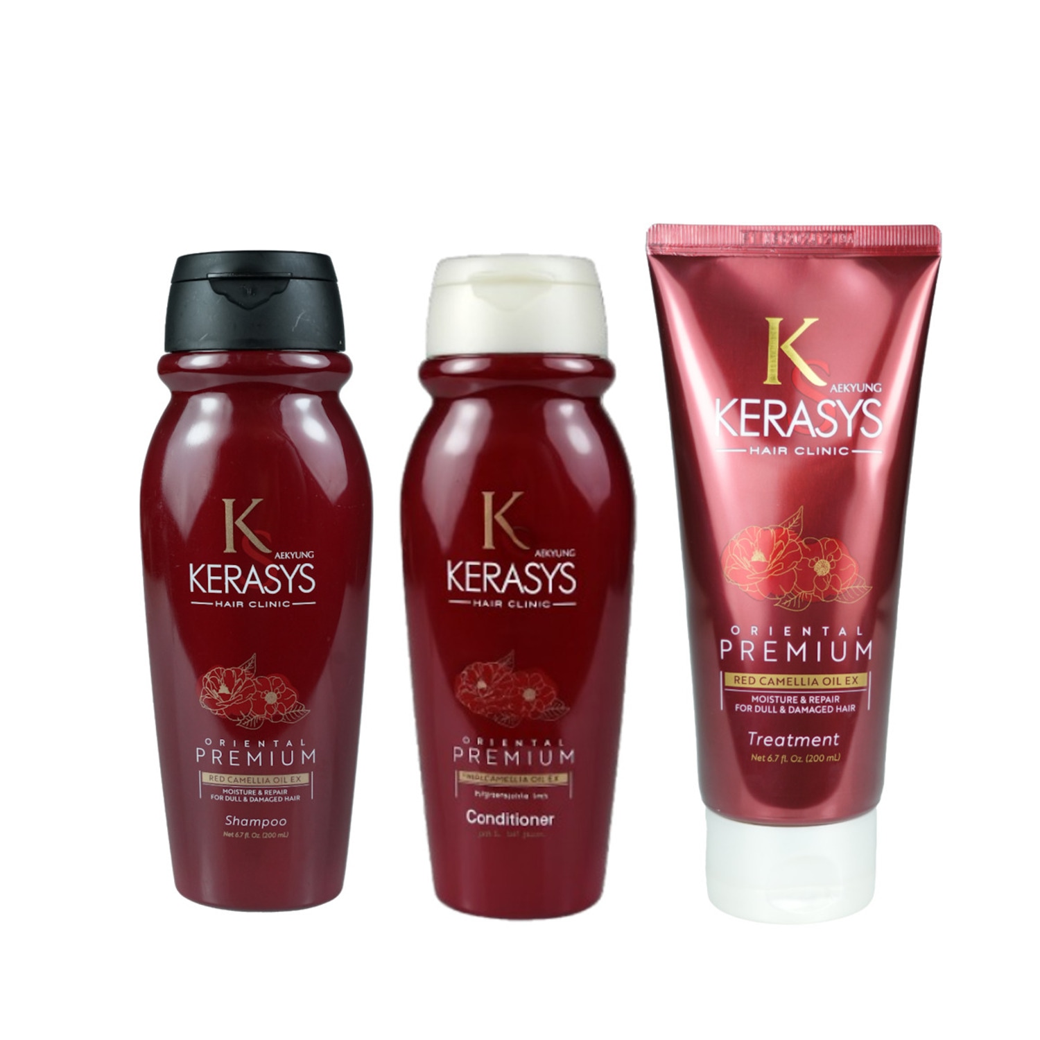 Kerasys - Trio Oriental Premium Red Camellia Oil EX - Shampoo 200ml + Mask 200ml + Condicionador 200ml
