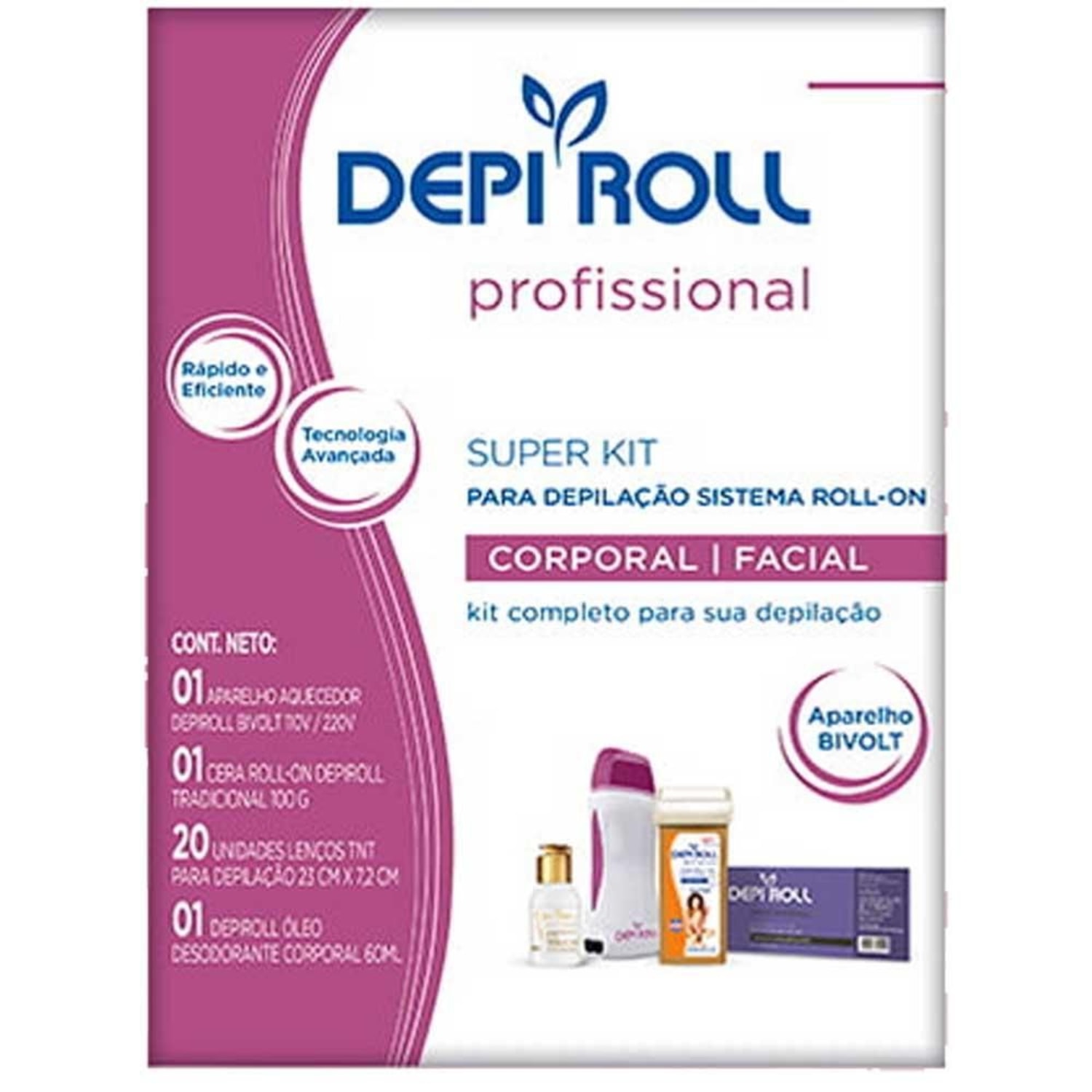 Kit para Depilação Depi Roll Método Roll 10W - Bivolt