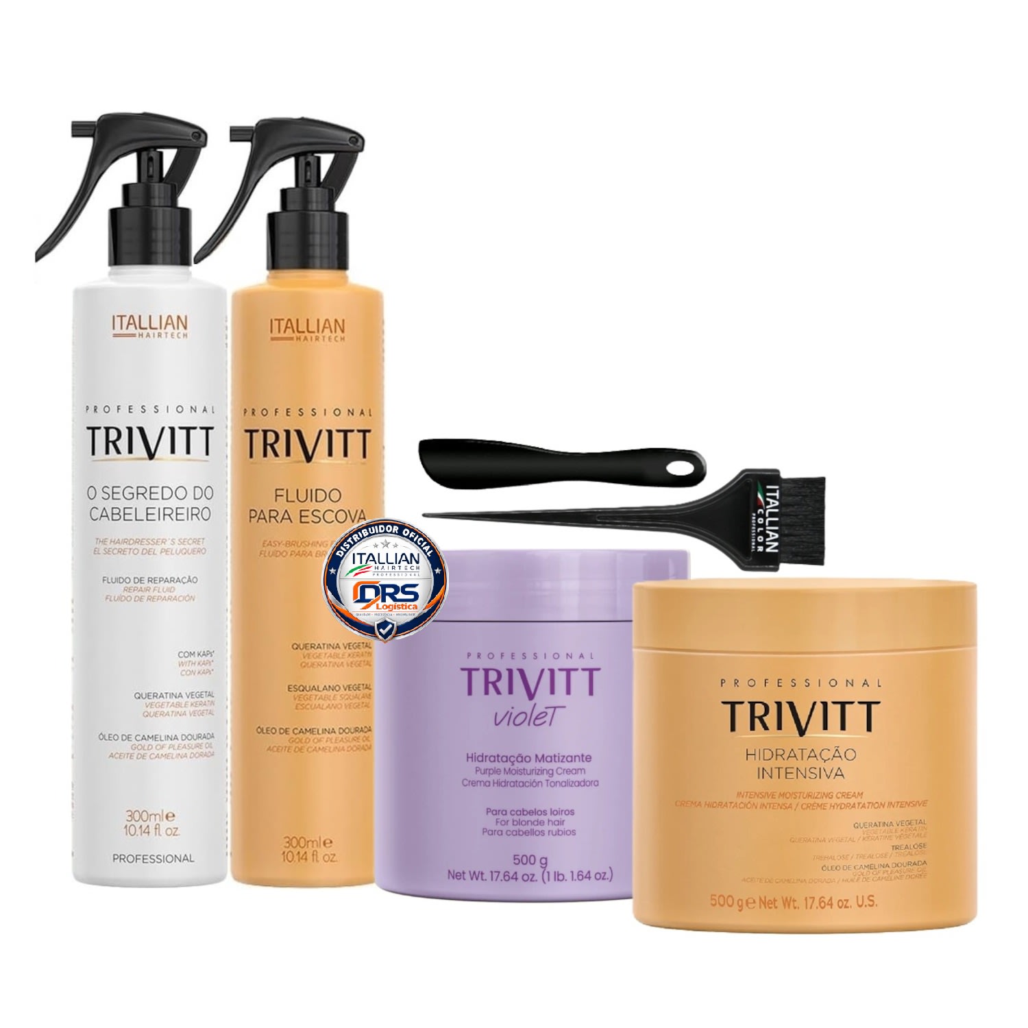 Kit Trivitt Reconstrução Capilar Profissional Hidratação Intensiva + Hidratação Matizante 500g (4 Itens)