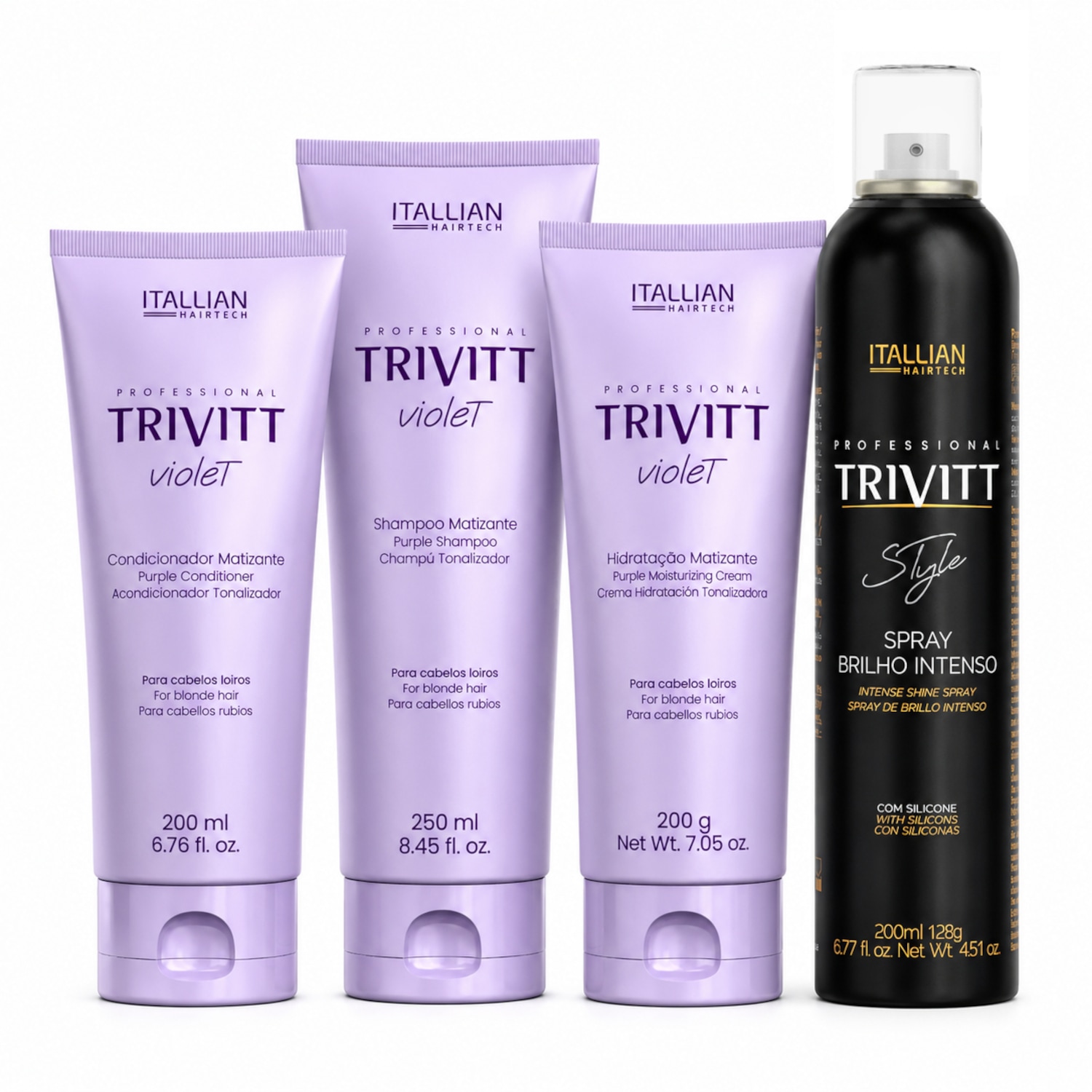 Trivitt Kit Matizante Hidratação + Spray de Brilho Intenso 200ml (4 itens)