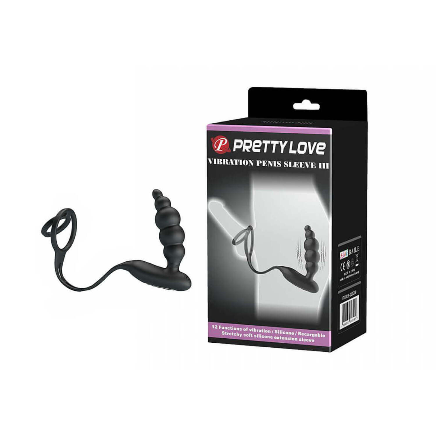 Pretty Love Vibration Penis Sleeve 3 - Plug Anal em Silicone