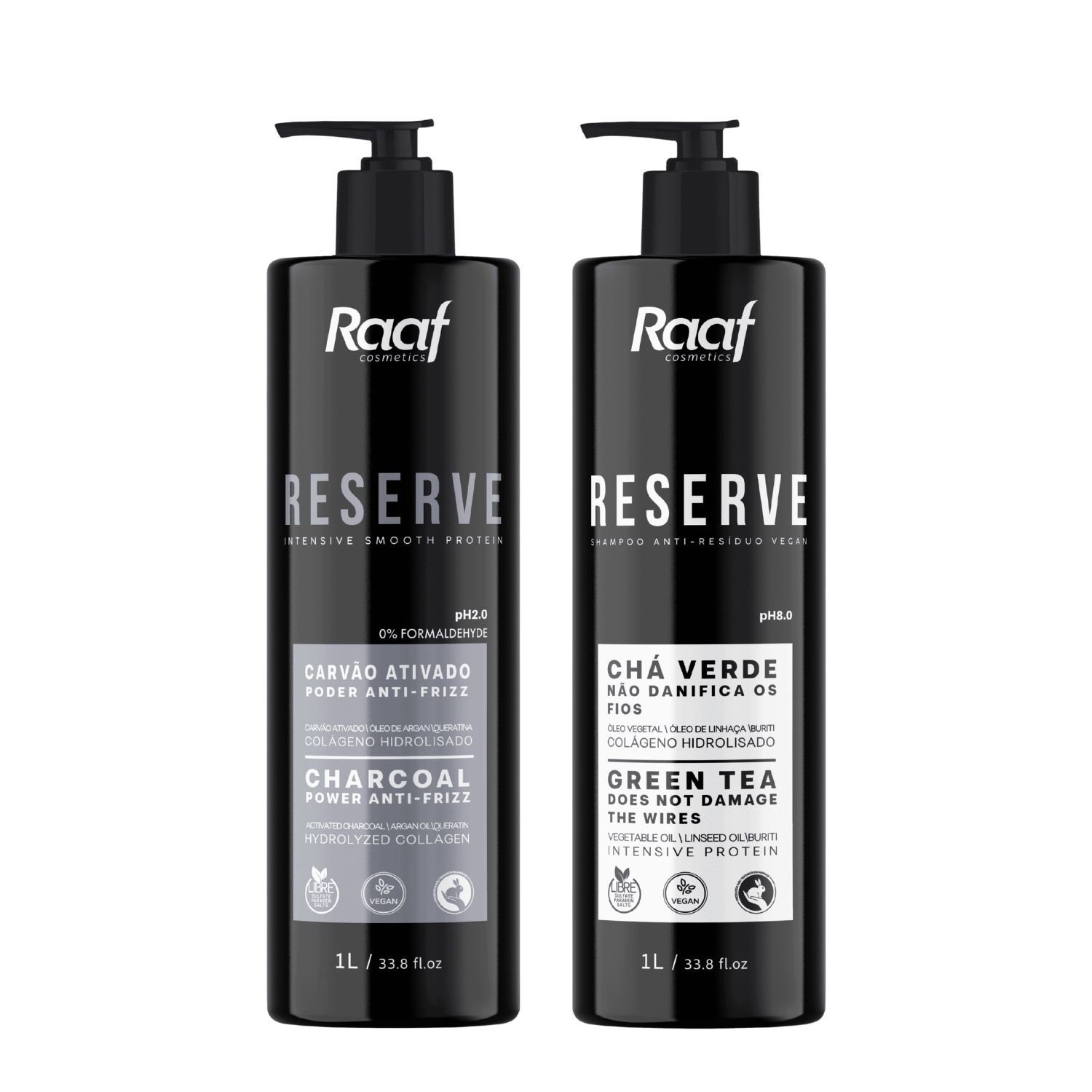 Kit Selante Capilar Orgânico Reserve Carvão Ativado + Shampoo Antirresíduo Raaf Cosmetics - 1L