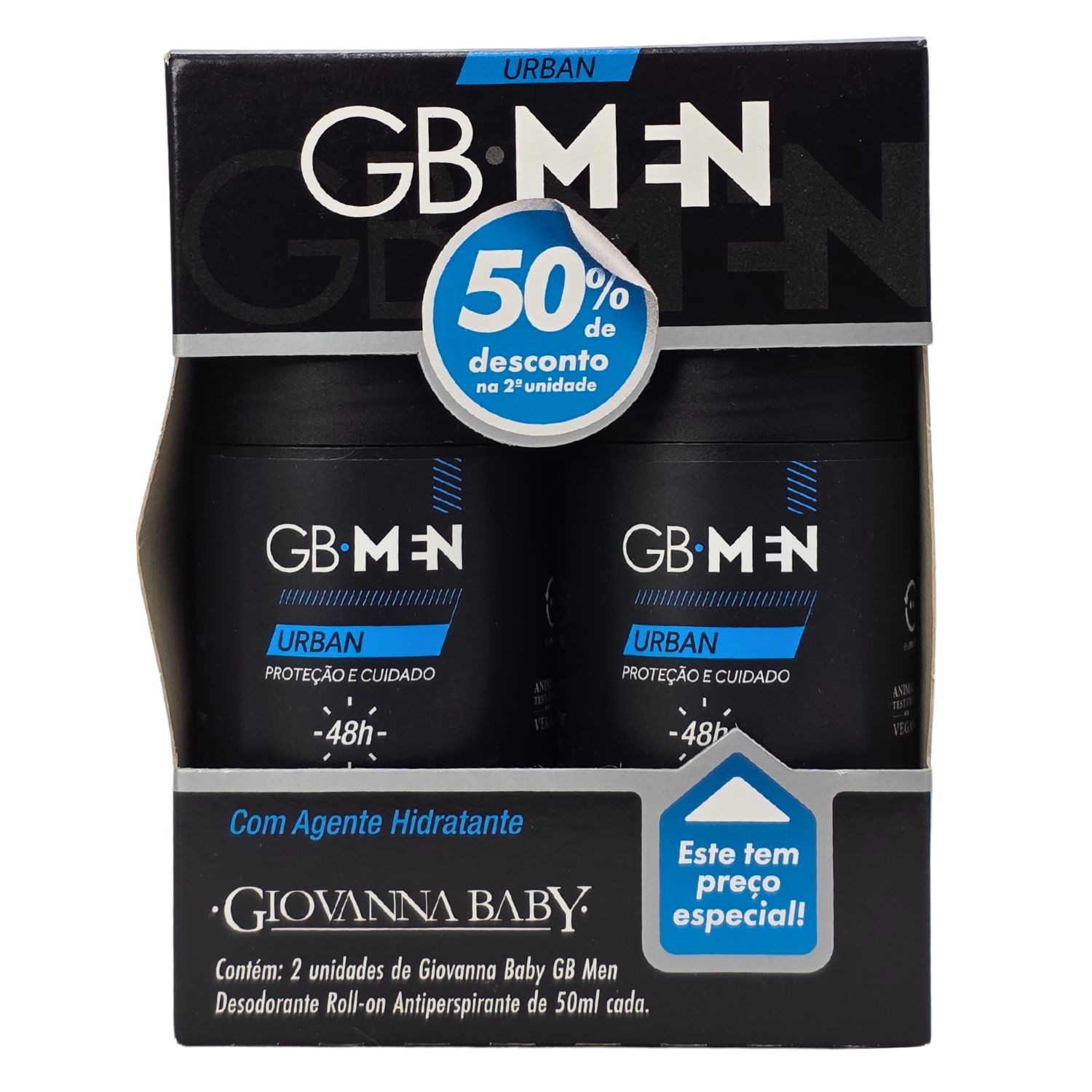 Giovanna Baby GB Men Kit 2 Desodorante Roll-on Urban 48h Vegano 50ml Cada