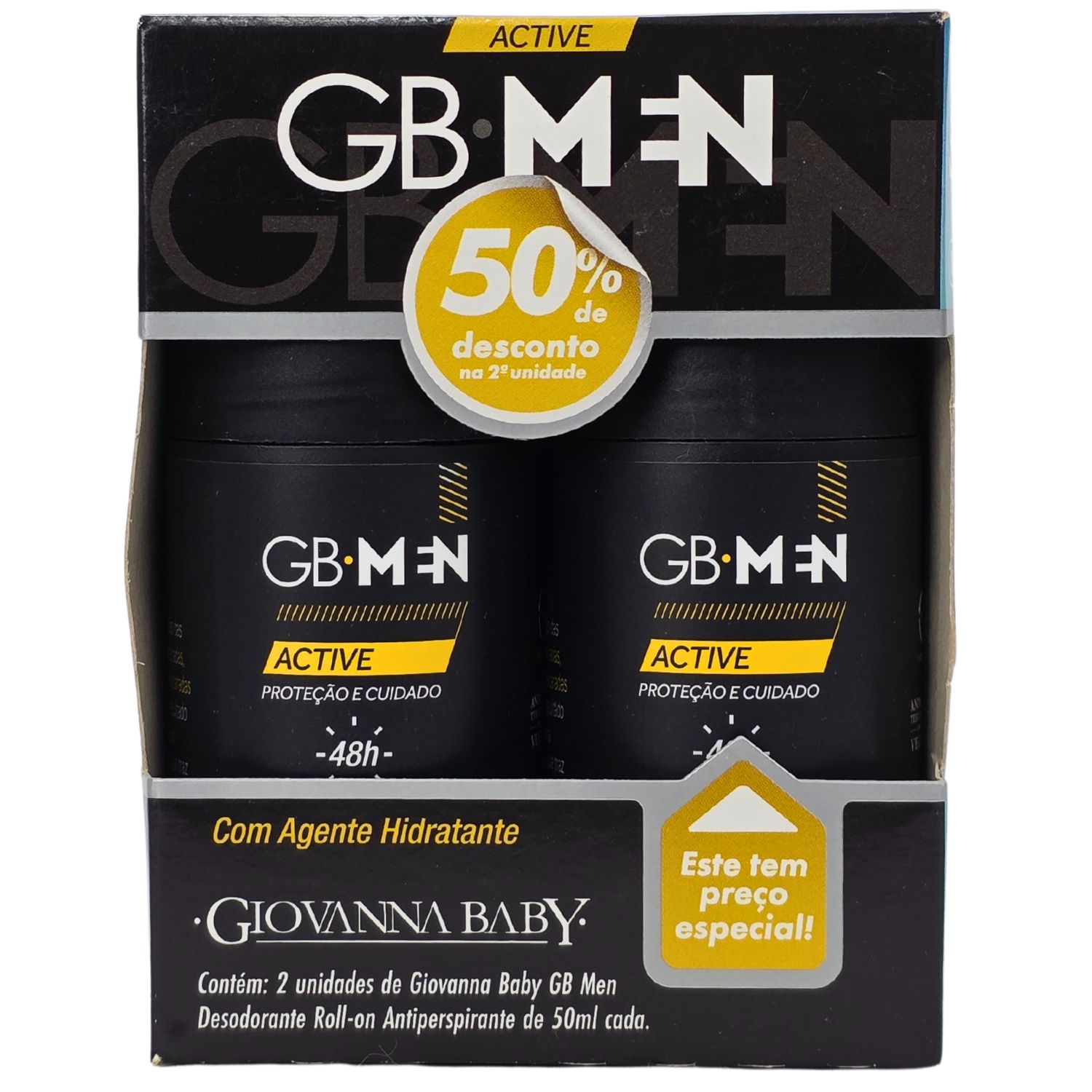 Giovanna Baby GB Men Kit 2 Desodorante Roll-on Active 48h Vegano 50ml Cada