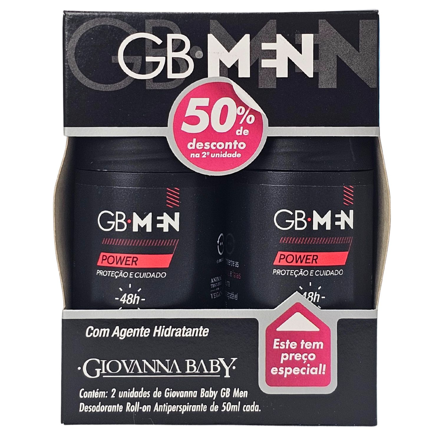 Giovanna Baby GB Men Kit 2 Desodorante Roll-on Power 48h Vegano 50ml Cada